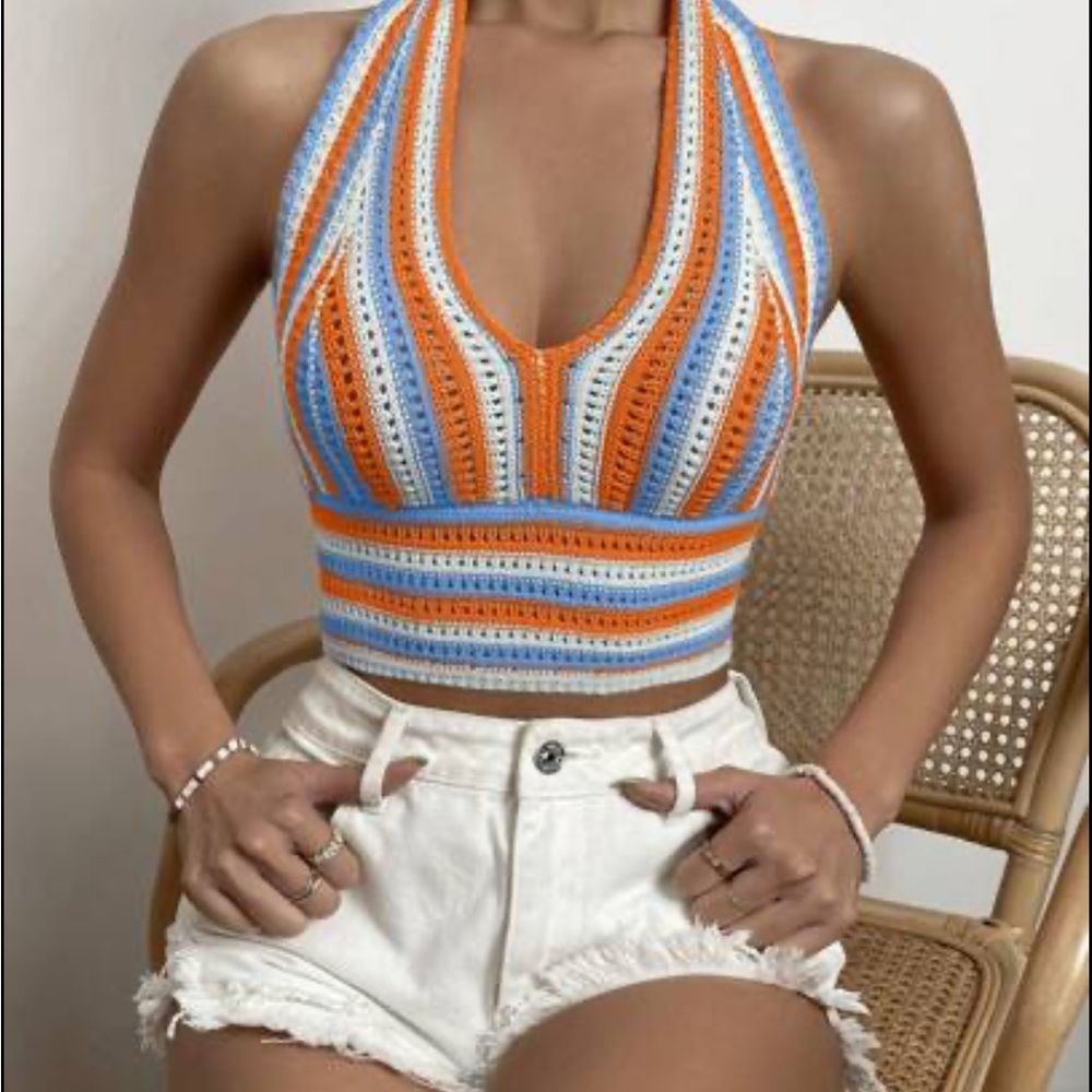 Colorful Crochet Halter Top